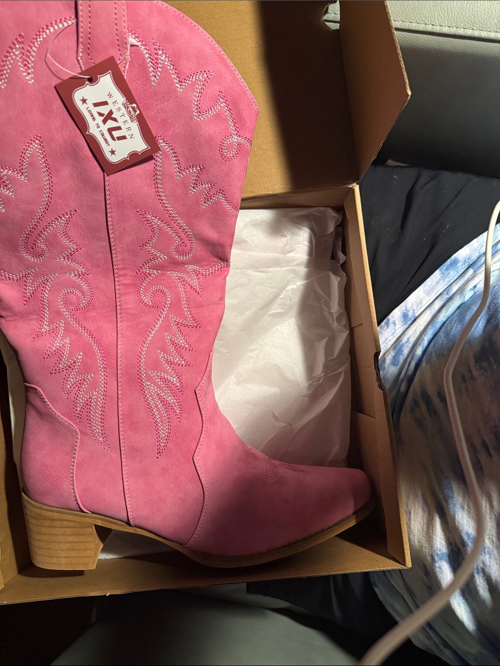 Women's Pink Suede Western Cowboy Boot in